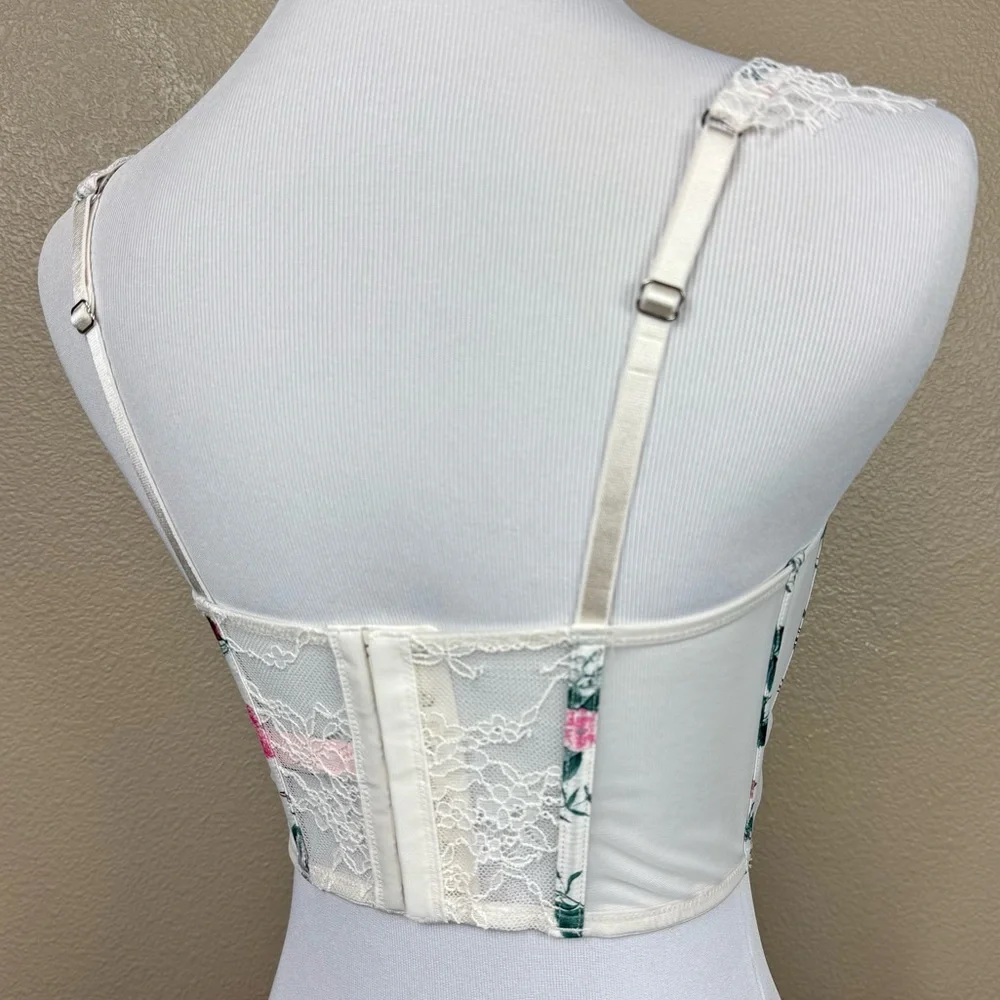 Victoria’s Secret Dream Angels Unlined white pink Floral Corset Top‎ D - Picture 7 of 11